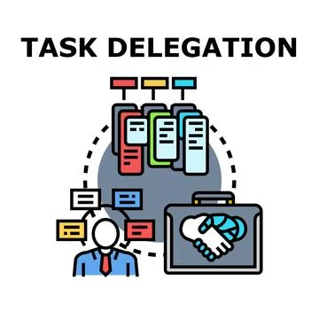 Task delegation process assigning business responsibilities Stock Illustration