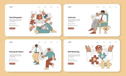 Task Delegation set. Vector illustration. Stock Illustration