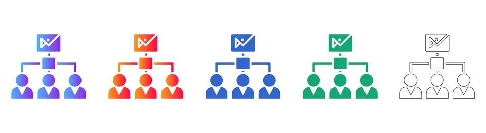 Task Delegation &amp; Workflow Icon Set: Project Management Illustration Illustrazione stock