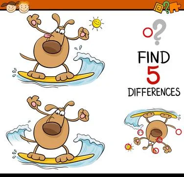 Task of differences cartoon Cartoon Illustration of Finding Differences Ed... Foto stock