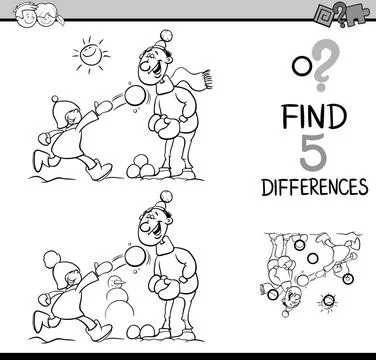Task of differences coloring book Black and White Cartoon Illustration of ... Stock Photos
