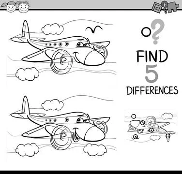 Task of differences coloring book Black and White Cartoon Illustration of ... Stock Photos