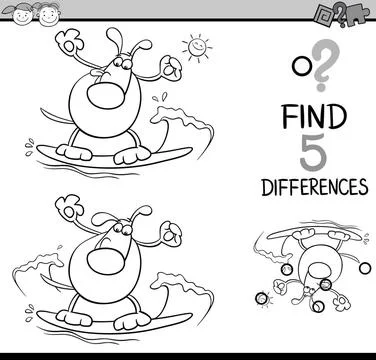 Task of differences coloring book Black and White Cartoon Illustration of ... Stock Photos