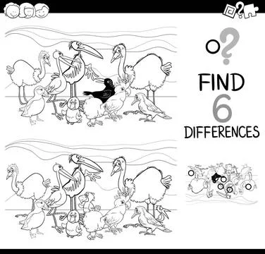 Task of differences coloring page Black and White Cartoon Illustration of ... Stock Photos