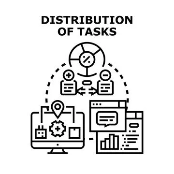 Task distribution concept vector icon illustration Stock Illustration