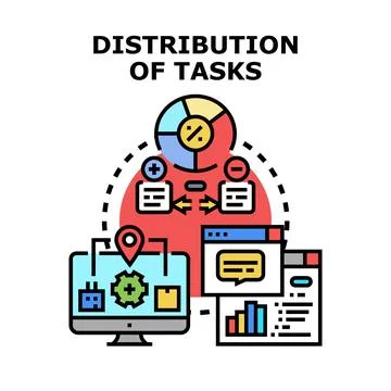 Task distribution concept vector icon illustration Stock Illustration