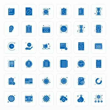 Task Essential Vector Set including 36 Pixel Aligned Glyph 64x64 Icons 스톡 일러스트