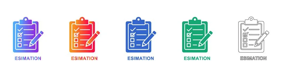 Task Estimation Checklist Icon Set Stock Illustration