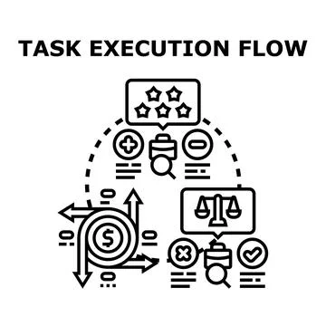 Task execution flow evaluating business process management Stock Illustration