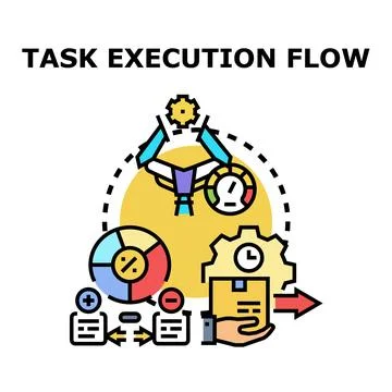Task execution flow planning and optimization concept Stock Illustration