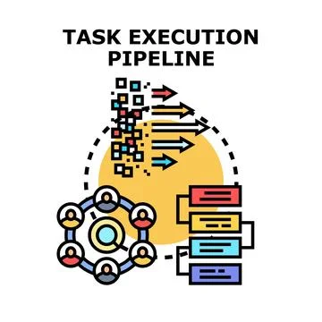 Task execution pipeline vector color illustration Illustrazione stock