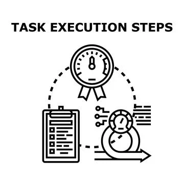 Task execution steps business process concept developing Stock Illustration