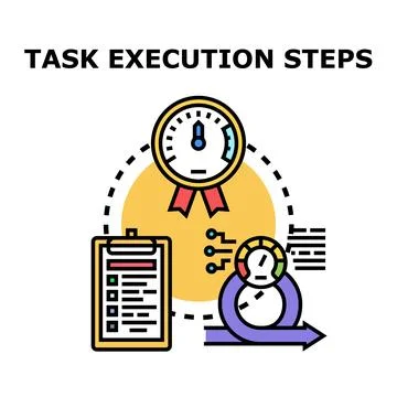 Task execution steps business process concept developing Stock Illustration