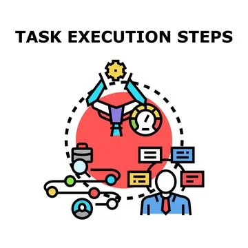 Task execution steps process automation management Stock Illustration