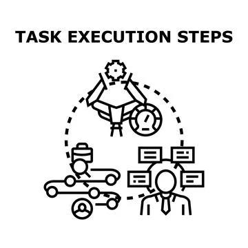 Task execution steps process automation management Иллюстрация
