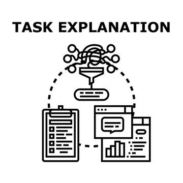 Task explanation process simplifying complex information Stock Illustration