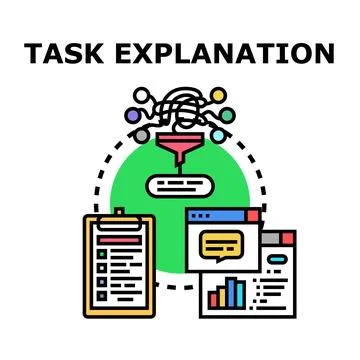 Task explanation process simplifying complex information Stock Illustration