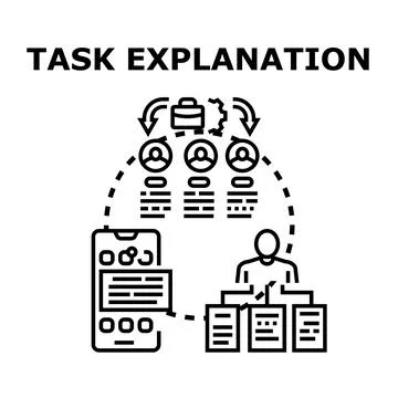 Task explanation process with teamwork and digital data イラスト素材