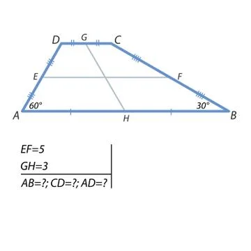 The task of finding a base and at the side of the trapezoid Stock Illustration