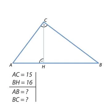 The task of finding the hypotenuse and the second leg Stock Illustration