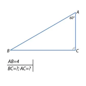 The task of finding leg and the hypotenuse in a right triangle Stock Illustration