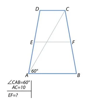 The task of finding the middle line of the trapezoid Illustrazione stock