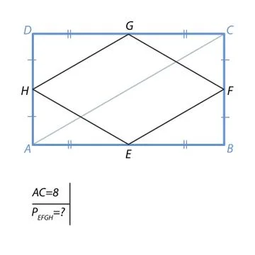 The task of finding the perimeter of a quadrilateral in a rectangle 스톡 일러스트