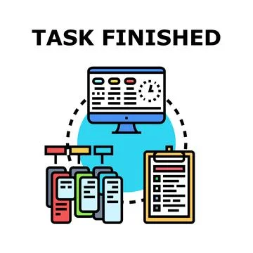 Task finished concept completing project process Stock Illustration