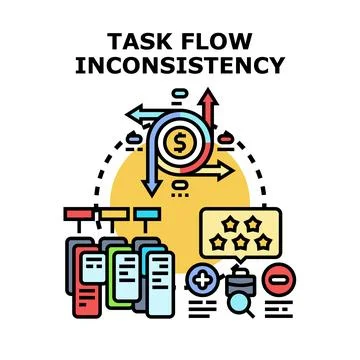 Task flow inconsistency creating business management problems 스톡 일러스트