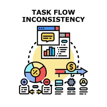 Task flow inconsistency creating business problem and error Stock Illustration
