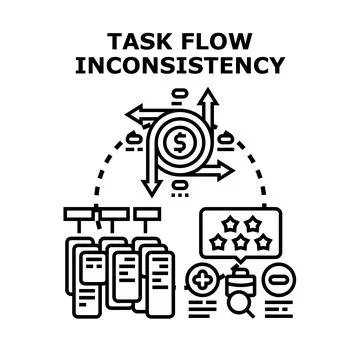 Task flow inconsistency creating business management problems Stock Illustration
