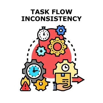 Task flow inconsistency creating work process problems Stock Illustration