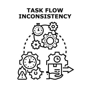 Task flow inconsistency creating work process problems Stock Illustration