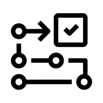 Task Flow Line Icon, Outline Symbol for Workflow Movement, Process Sequence.. Stock Illustration