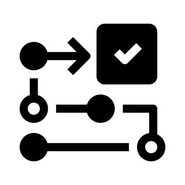 Task Flow Line Icon, Outline Symbol for Workflow Movement, Process Sequence.. Stock Illustration