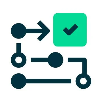 Task Flow Line Icon, Outline Symbol for Workflow Movement, Process Sequence.. Stock Illustration
