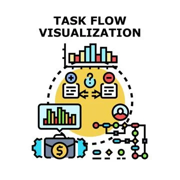 Task flow visualization process outlining business operations Stock Illustration