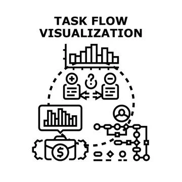 Task flow visualization process outlining business operations Stock Illustration