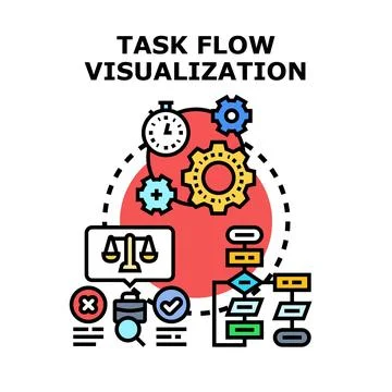 Task flow visualization process planning and management Stock Illustration