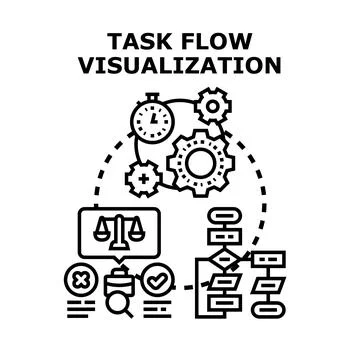 Task flow visualization process planning and management Stock Illustration