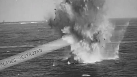 The Task Force 58 in the battle for Okinawa. June 1945  (41) Video stock 235864201