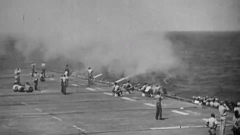 The Task Force 58 in the battle for Okinawa. June 1945  (58) Video stock 235864599