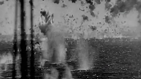 The Task Force 58 in the battle for Okinawa. June 1945  (60) Stock Footage 235864677