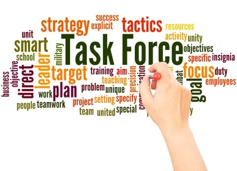 Task Force word cloud hand writing concept Stock Photos