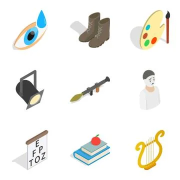 Task icons set, isometric style Illustrazione stock