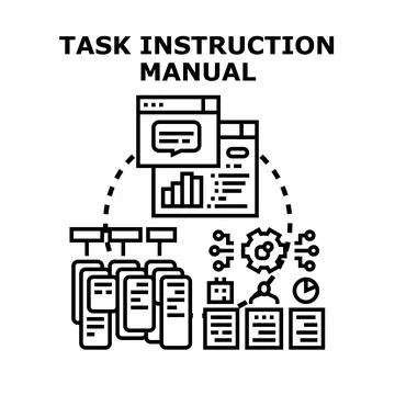 Task instruction manual creating process diagram Stock Illustration