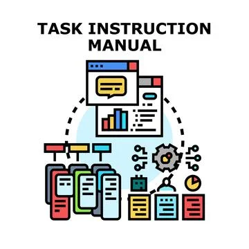 Task instruction manual creating process diagram Stock Illustration