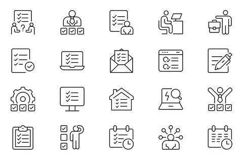 Task line icon set. Series - Task. Problem solving, checklist and business .. イラスト素材