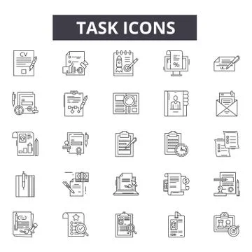 Task line icons for web and mobile design. Editable stroke signs. Task outline イラスト素材