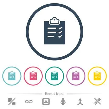 Task list alternate flat color icons in round outlines Stock Illustration